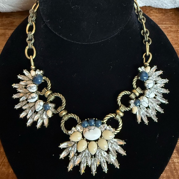 Chloe + Isabel Gold and Blue Statement Necklace with Fan Design - Picture 2 of 10